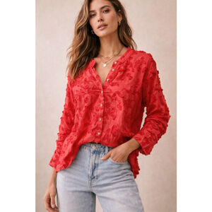 Anthropologie Pilcro The Whitney Textured Trapeze Buttondown Shirt XL NWT Coral